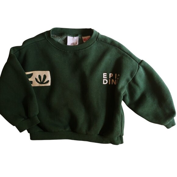 Zara Epic Dino Green Sweatshirt 18-24 Months - Picture 2 of 9